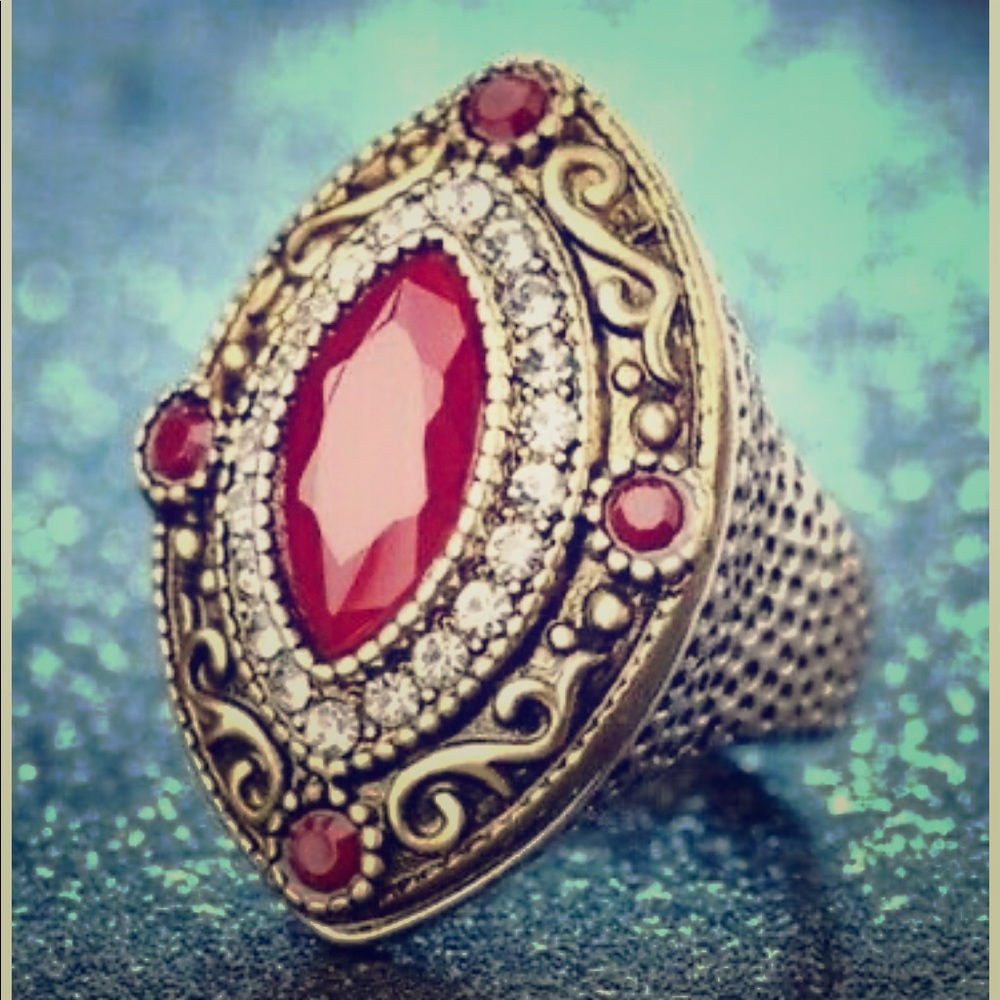 Art Deco Boho Statement Cocktail Ring